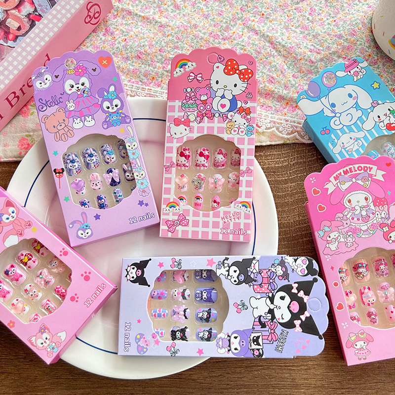 New cute wearable Sanrio series cartoon children's nail stickers box set Exquisite girls' nail stickers accessories details Picture