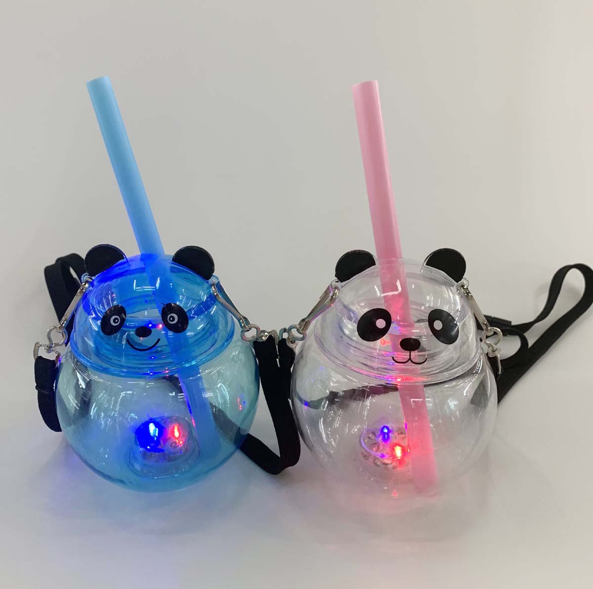 Creative Cartoon Panda With Light Sippy Cup Animal Plastic Personality Luminescent Juice Cold Drink Bottle Packaging Bottle Specification drawing