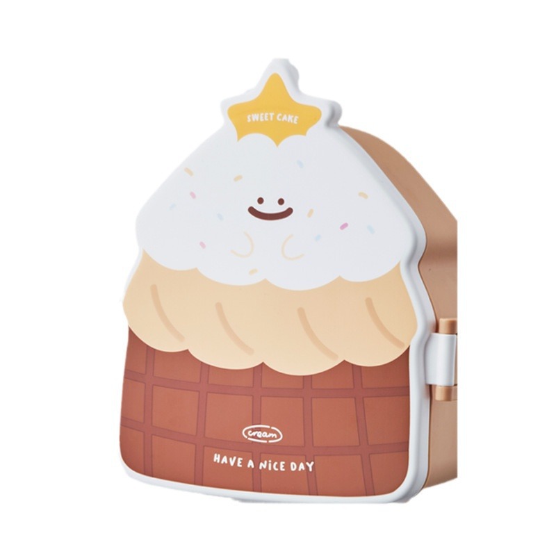 Portable children's cartoon cake lunch box, student lunch box, outdoor picnic fruit compartments lunch box, plastic creation Item Picture