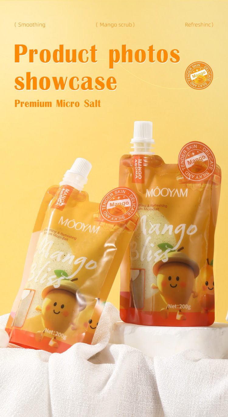 外贸全英文Mango Bath Salt Scrub去角质光滑肌肤芒果浴盐磨砂膏详情12