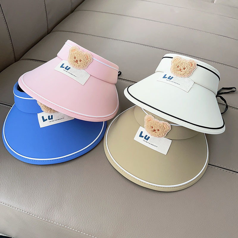 Children's Sun Hat Bear Summer Outdoor Sun Hat With Empty Top And Large Brim Can Be Folded To Protect Against Ultraviolet Rays