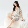 Class A antibacterial high-end pure cotton pajamas, women's short sleeves and shorts, Chinese-style women's summer cardigan and lapel home wear set Specification image