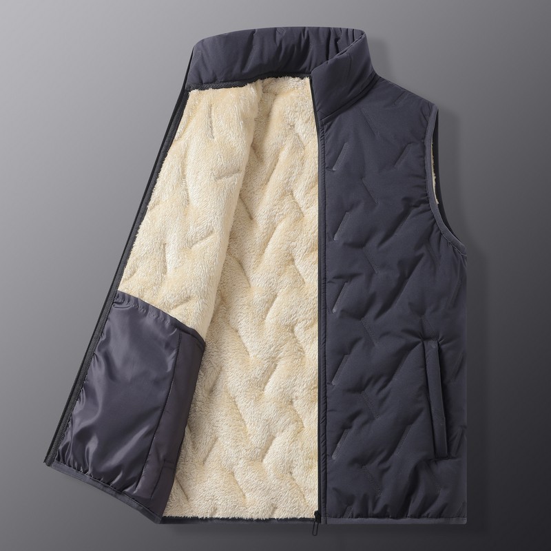 Cross-border cotton waistcoat men's autumn and winter new lambskin stand-up collar, fleece thickened waistcoat, sleeveless jacket and warm vest details Picture