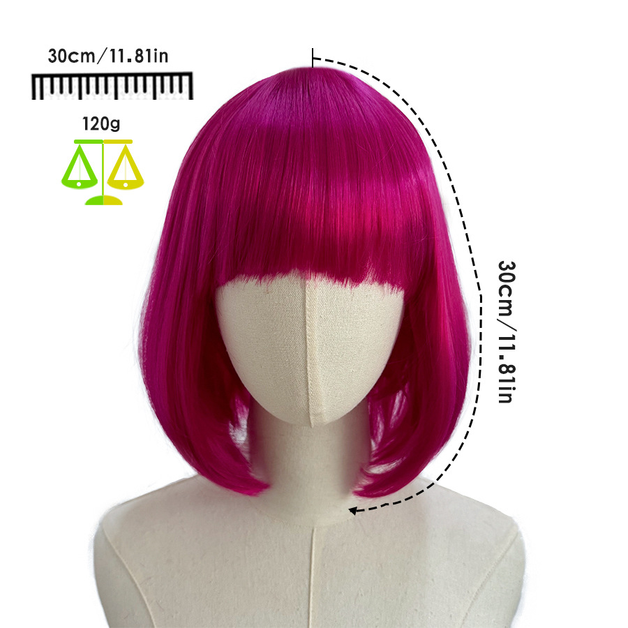 Cos动漫假发彩色短直发 工厂批发波波头彩色假发 学生头假发详情18