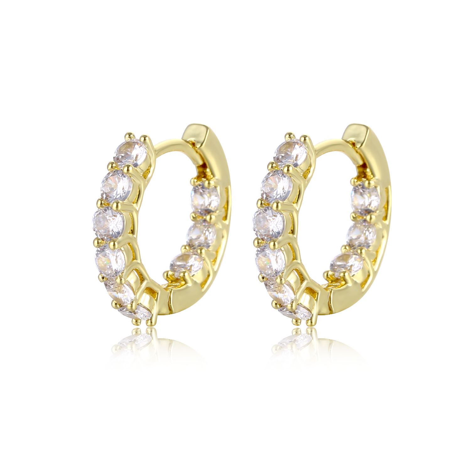 Kashi Accessories Square white diamond-encrusted geometric square earrings, trendy and popular earring round diamond earrings