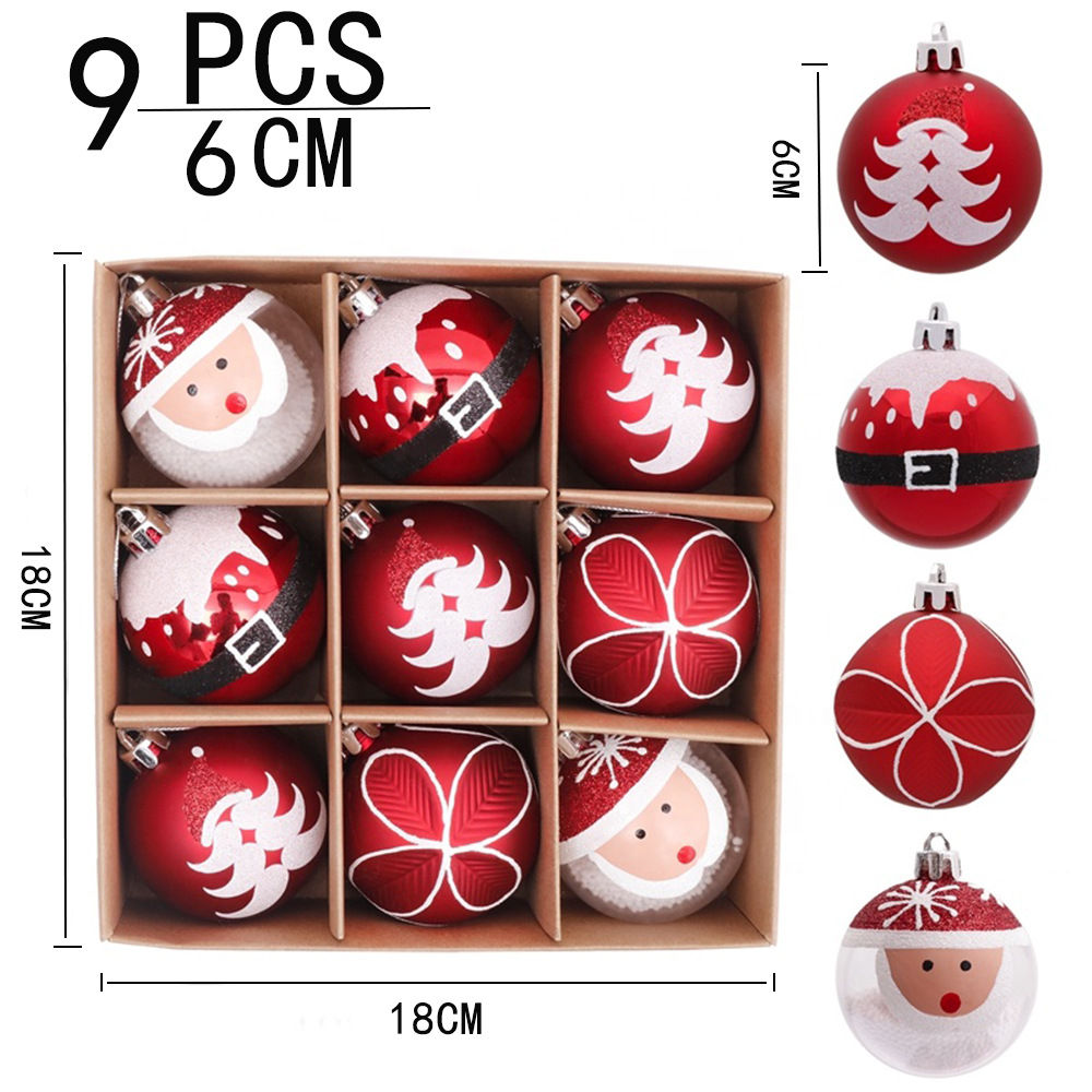 Amazon cross-border bestseller: 6cm 9-piece Christmas ball, Christmas decoration, Christmas tree decoration small pendant Item Picture
