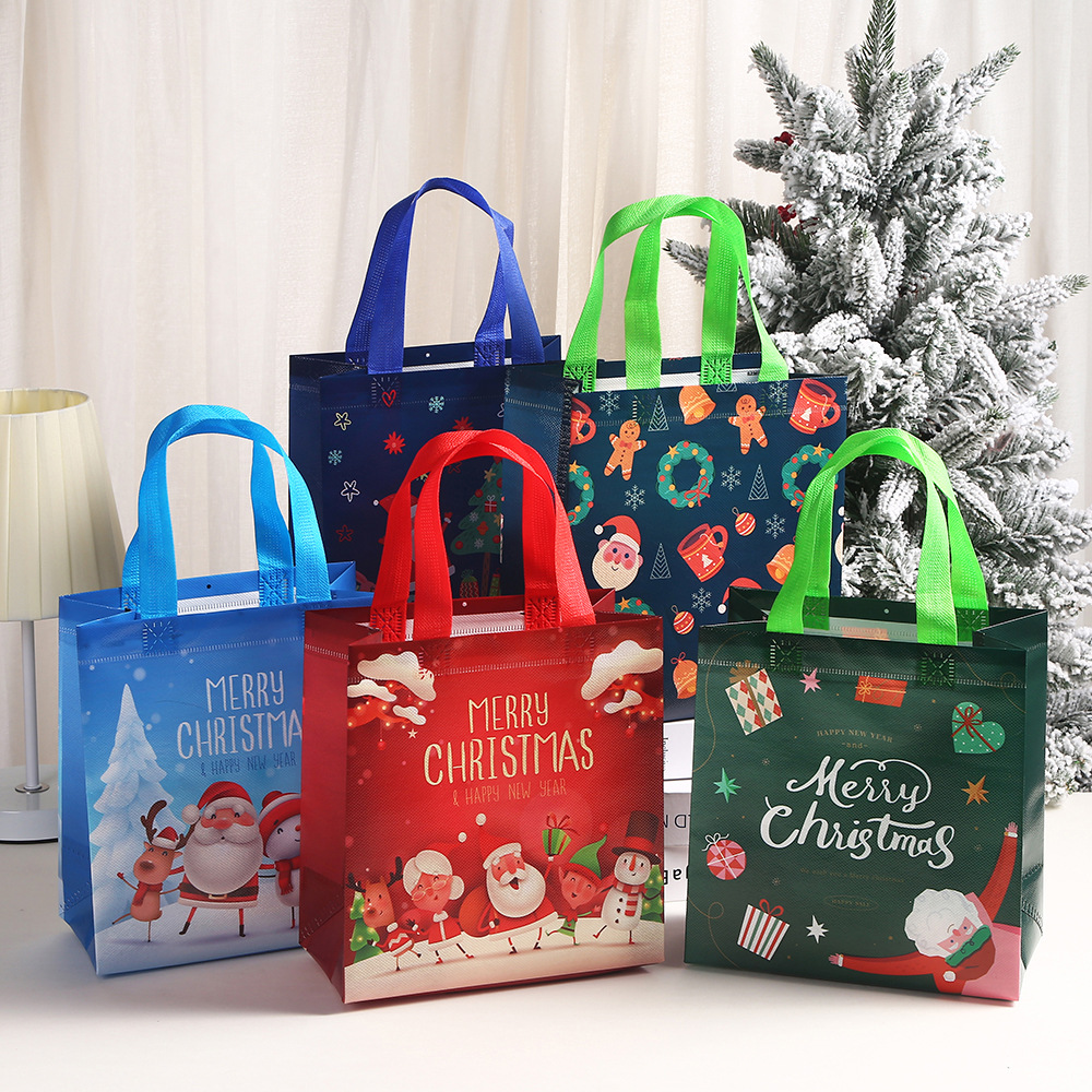Printed shopping packaging bags, non-woven fabric bags, Christmas gift handbags, party candy gift bags, souvenir gift bags