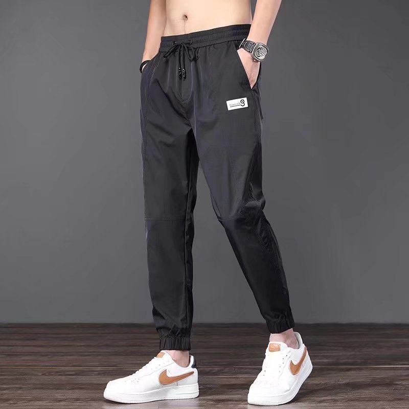 Ice silk pants men's trendy loose tight-fitting nine-inch pants 2022 summer thin workwear cool quick-drying casual pants Specification image