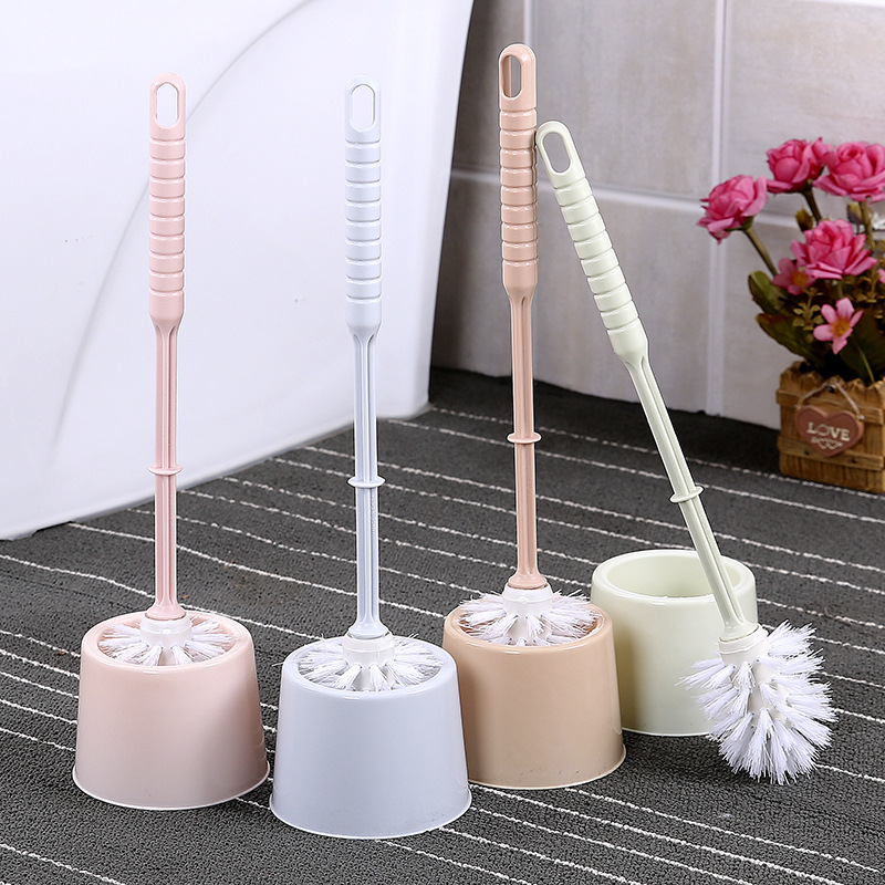 Toilet brush set, no blind spot cleaning brush for sitting toilet, plastic long-handled toilet and bathroom brush with base details Picture