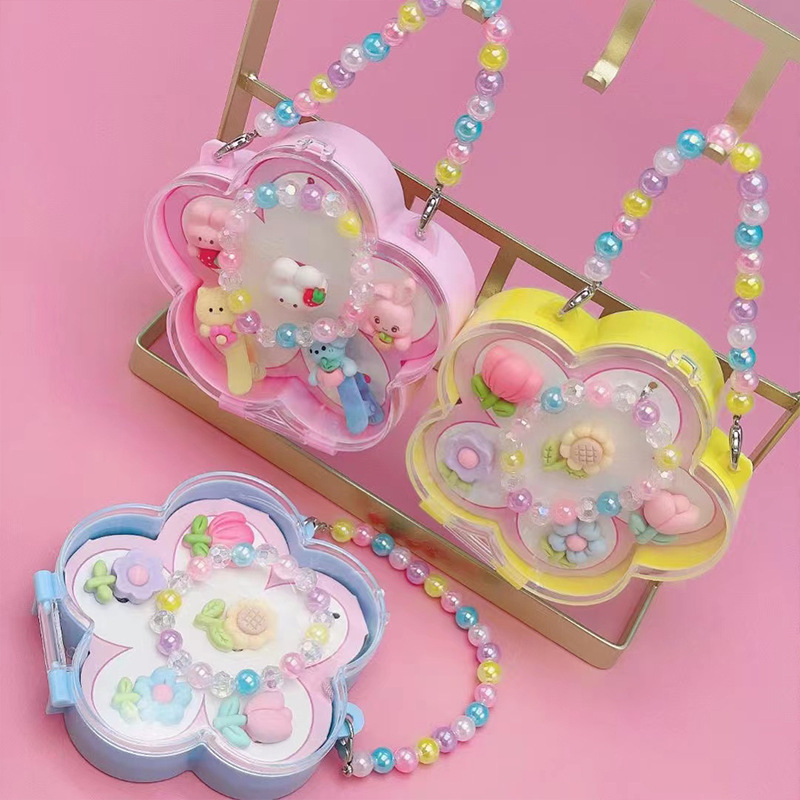 Children's Bracelet Ring Set Cute Baby Hairpin Girl Accessories Cartoon Handbag Set Jewelry Lot