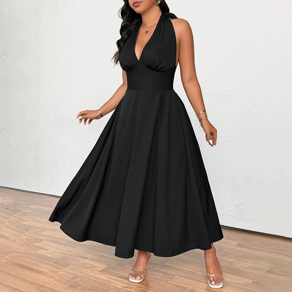 International temu's hot-selling plus-size women's dress with French socialite charm, the new V-neck banquet dress for summer Application Scenario