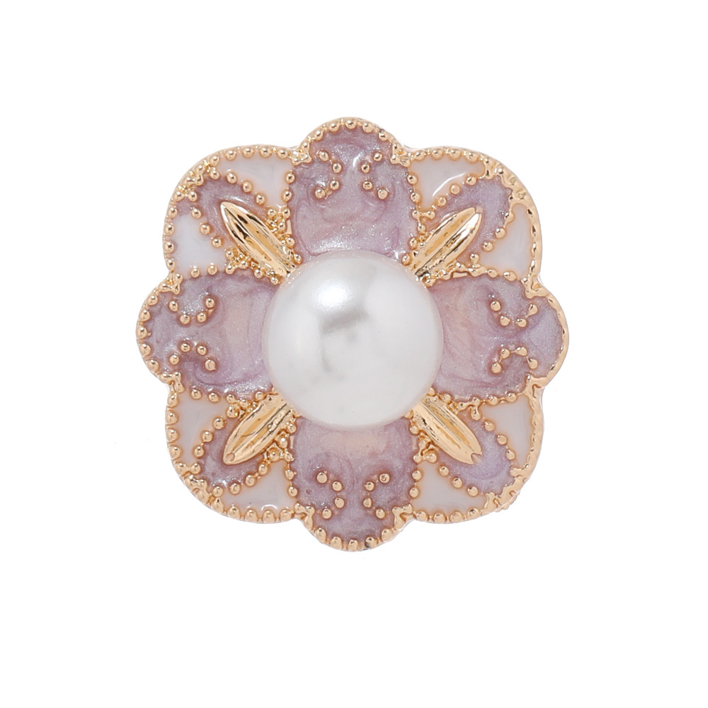 vintage flower-like enamel glaze collar pin buckle women's anti-exposure elegant shirt pearl shawl badge Item Picture