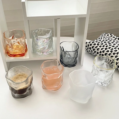 Ins Wind Twist Glass High Appearance Level Tea Cup Coffee Breakfast Milk Glass Small Gift Wholesale