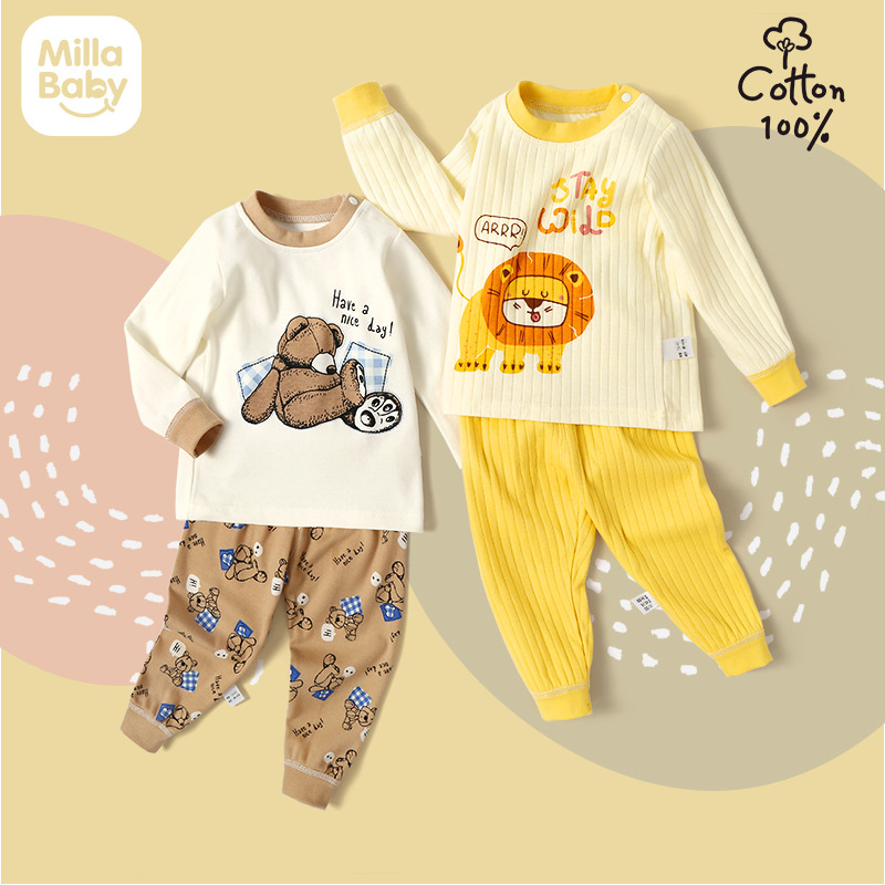 Baby thermal underwear and long Johns set, high-waisted autumn two-piece set for baby tummy protection, wholesale of newborn underwear, pajamas and clothes Specification image