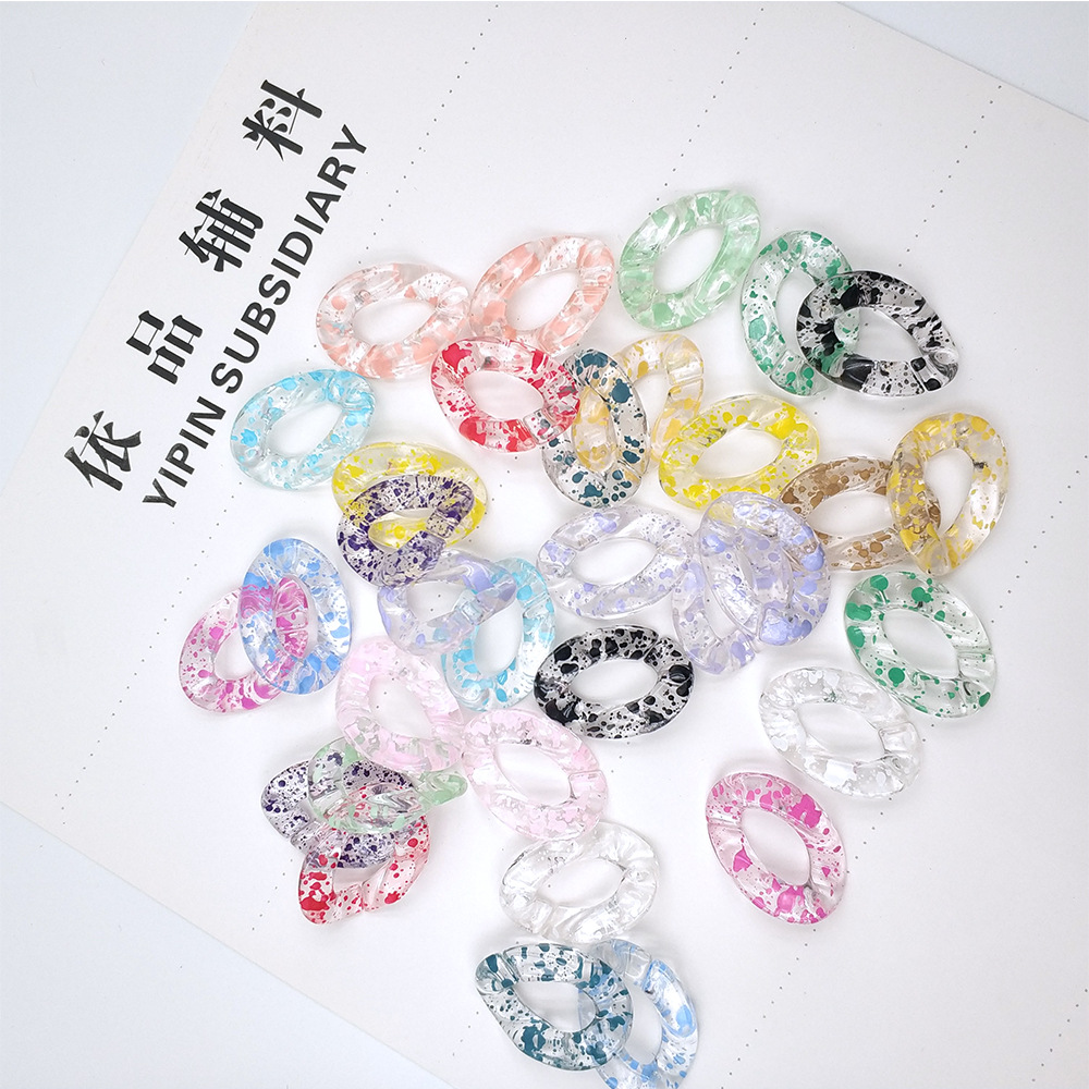 1018新款彩色撒点DIY饰品配件亚克力链条塑料包链源头厂家批发