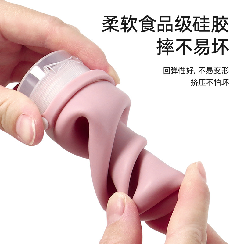 New strapping leak-proof silicone dispensing bottle portable home and travel set for facial cleanser, cosmetics and lotion storage bottle Application Scenario