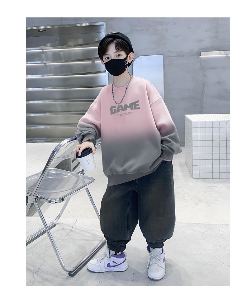 2025新款男童秋款童装帅气印花中小童上衣扎染圆领百搭大童卫衣男详情13