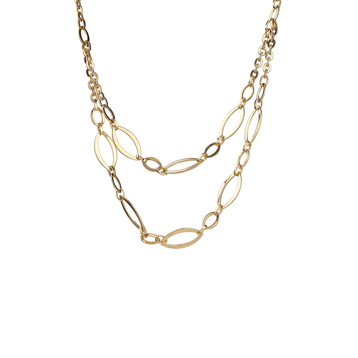 2024 Cross-Border New Simple High-Grade Necklace Hip Hop Thick Multi-Layer Necklace Personality Rap Collarbone Chain Accessories Item Picture