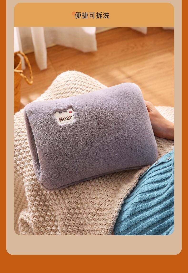 爆款熊头充电热水袋卡通毛绒暖水手宝学生热水袋双插手暖手宝现货详情17