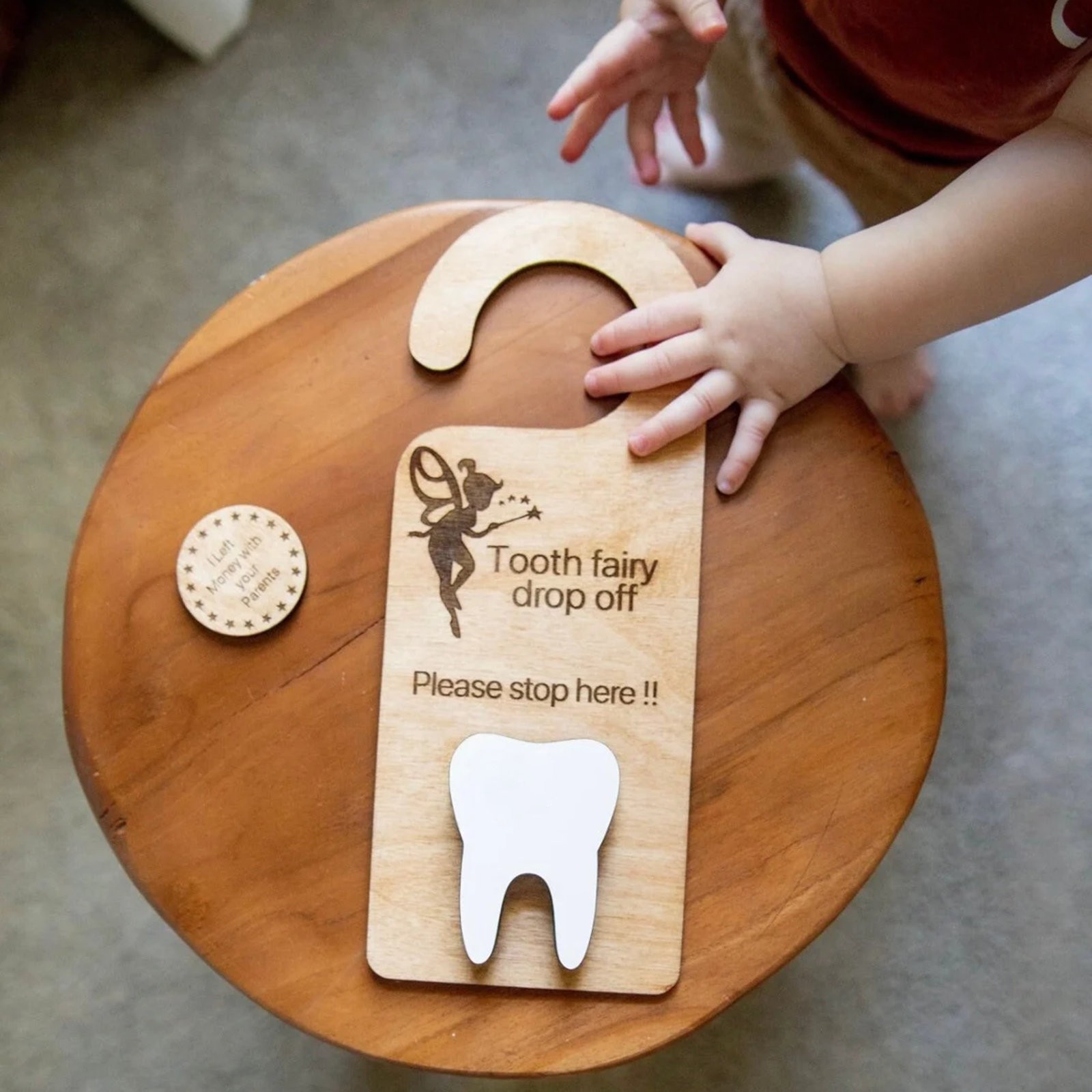 Cross Border New Children's Tooth Fairy Door Hangings Doorknob Tooth Fairy Hanger Lost Tooth Gift Doorknob Hangings Decoration