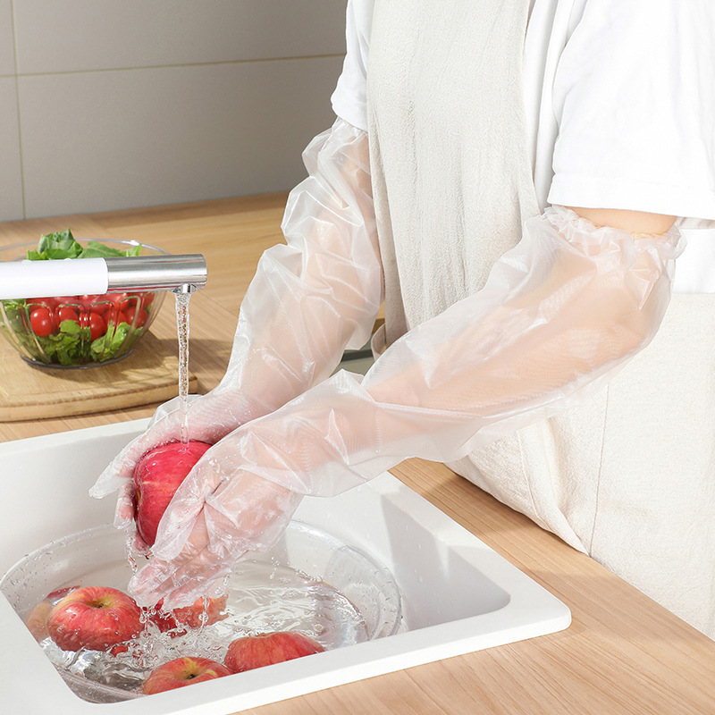 一次性加长款家务手套食品级厨房洗碗清洁防水加厚耐用塑料冬季女详情图1