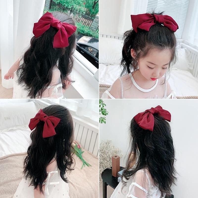 Korean version red bow hair clip, super large bow headpiece, internet-famous satin bow hair clip, spring clip, top clip Specification image