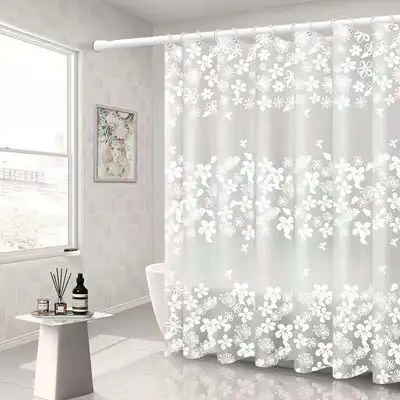 Bathroom Shower Curtain Partition Curtain Door Curtain Printed Shower Curtain Peva Mould-Proof Waterproof Perforation-Free Installation