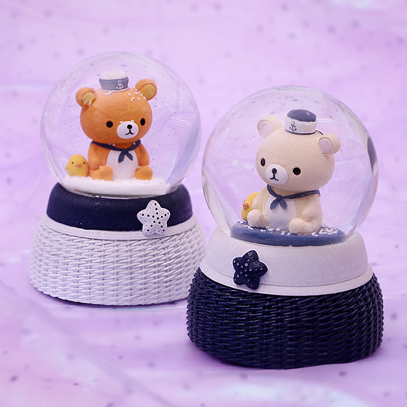 65 Small Luminous Crystal Ball Cute Cartoon Figure Night Light Home Tabletop Decoration Couple Birthday Gift Specification drawing