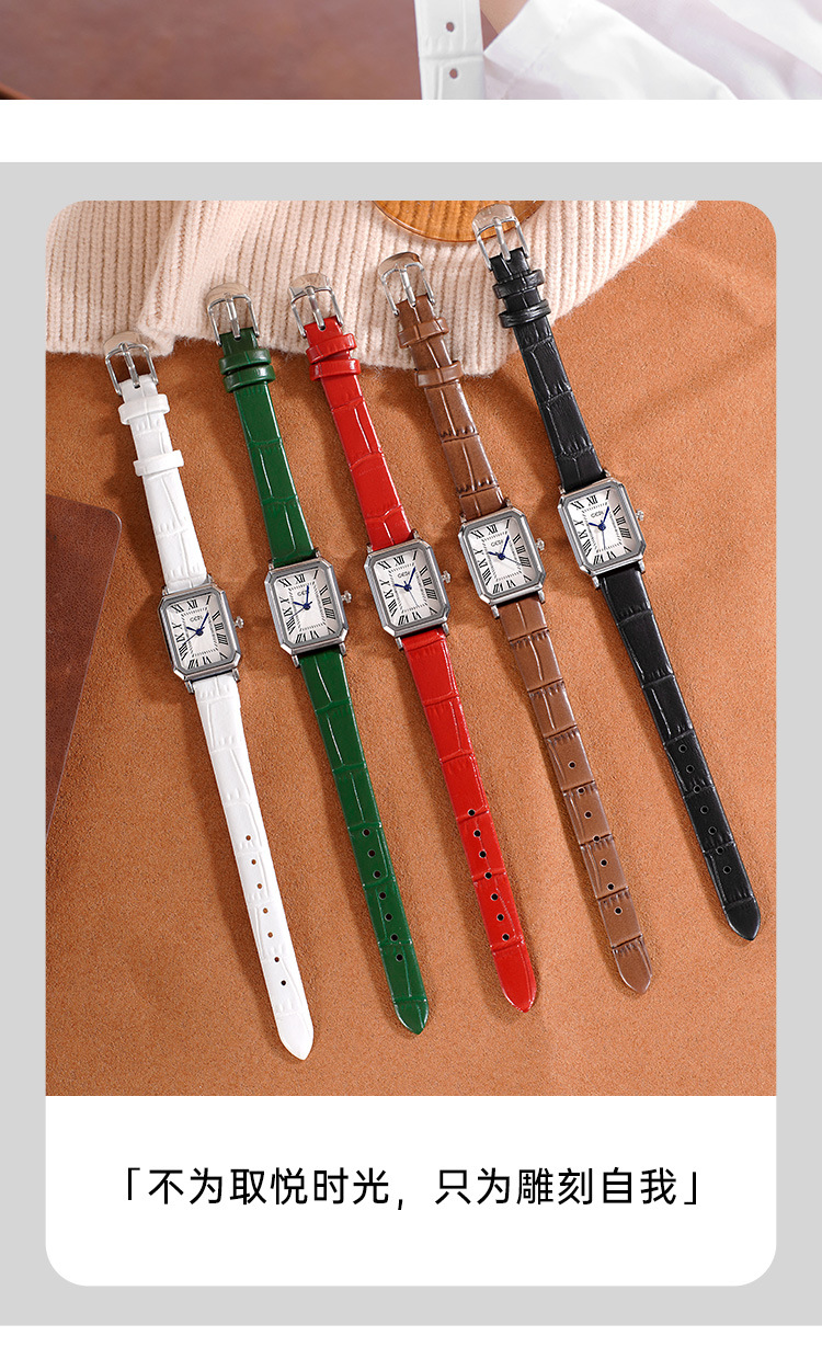 歌迪经典款复古小方简约高级学生款真皮腕表手表女士精致百搭详情5