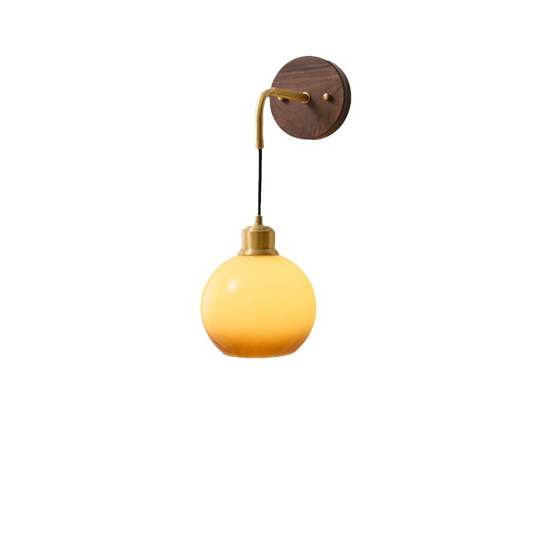 Bedroom Wall Light Modern Chinese Retro Living Room Background Wall Walnut Lamps Japanese Wabi-Sabi Bedside Ceiling Lamp Item Picture