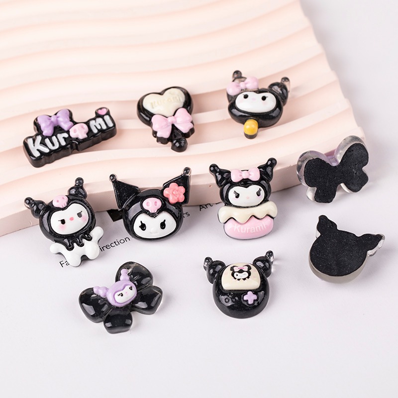 Resin accessory cartoon Kuromi Ice Transparent series handmade diy cream glue phone case patch storage box decoration Specification image