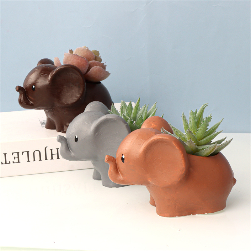 diy epoxy resin mirror surface three-dimensional elephant succulent flower pot silicone mold DIY simulation 3D elephant gypsum storage and display item Application Scenario