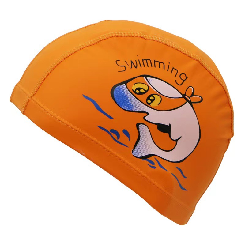 Cartoon Children's Pu Swimming Cap Waterproof No Cut Head Imitation Leather Comfortable Boys And Girls Swimming Cap Children Swimming Cap Wholesale Item Picture