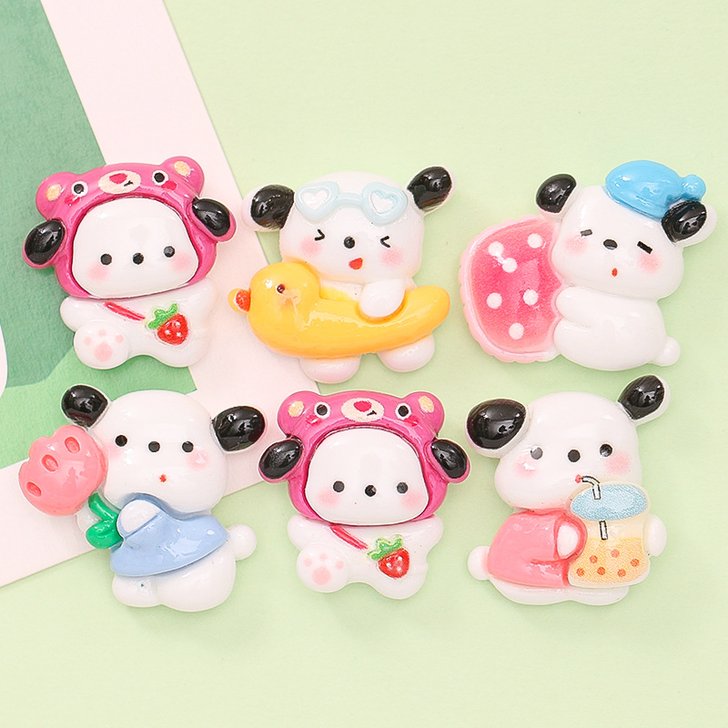 Cartoon Swim Ring Drag Dog Diy Cream Glue Phone Case Hair Accessories Shoe Buckle Resin Accessories Wholesale Specification drawing