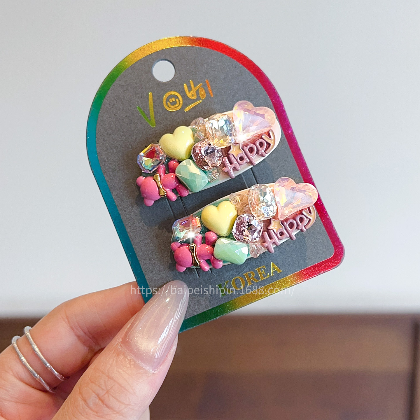 Spring and summer new water diamond hair clips, dopamine, popular bangs clips, women's fashionable and high-end side clips, duckbill clips