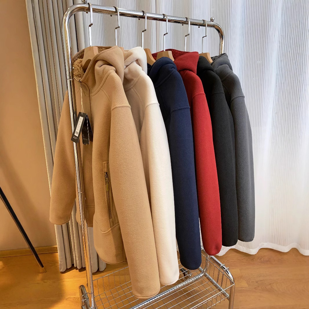 黑科技发热双面摇粒绒拉链连帽加厚情侣外套卫衣女详情图2