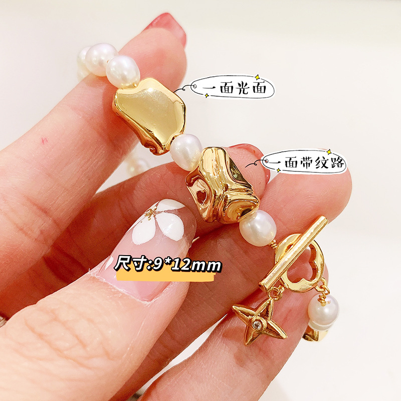 铜镀真金不规则石头巴洛克通孔隔珠配件diy珍珠配件系列小众新款