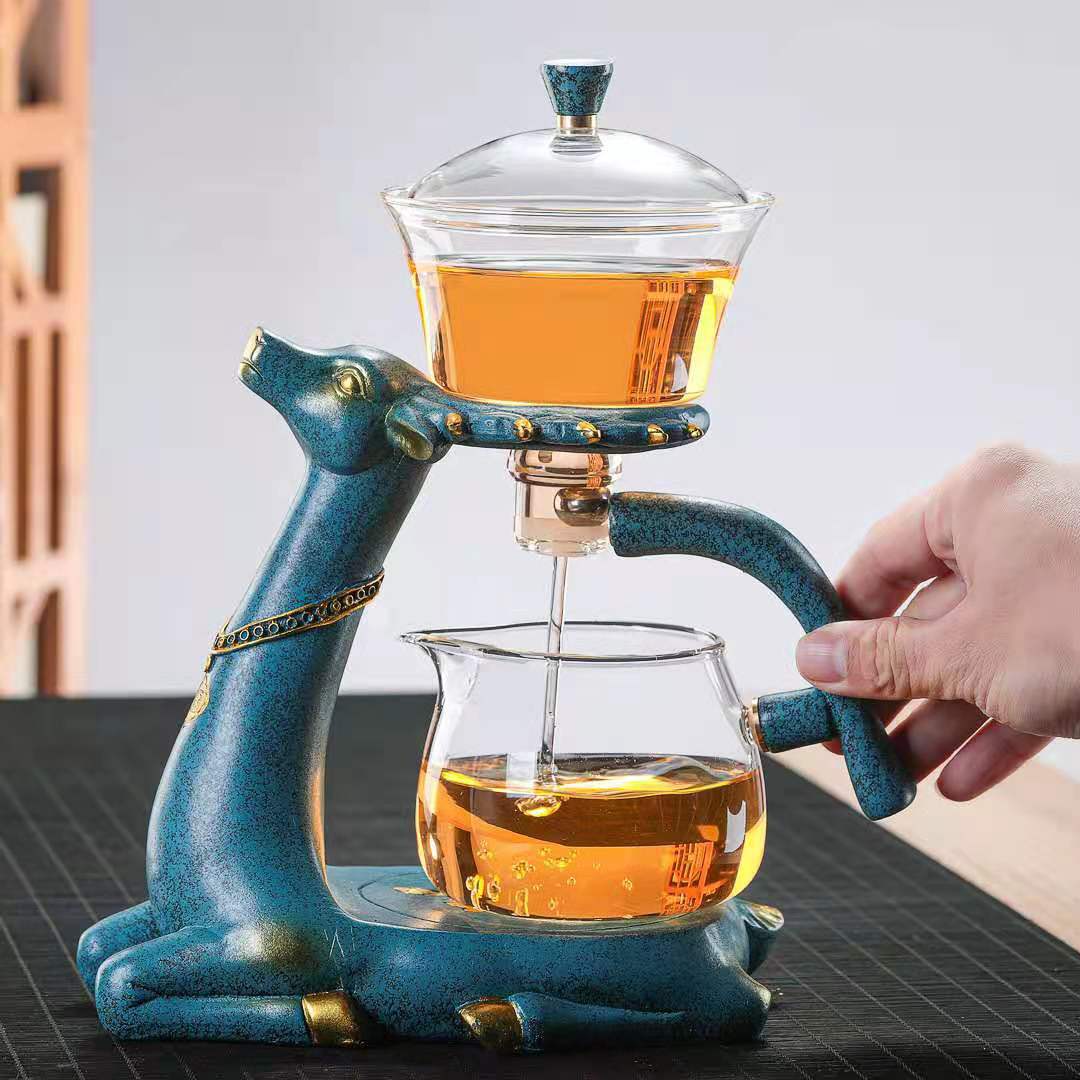 Wholesale of fully automatic glass creative tea infusers for Gongfu tea sets, household simple and lazy tea brewing sets and teapot sets Specification image