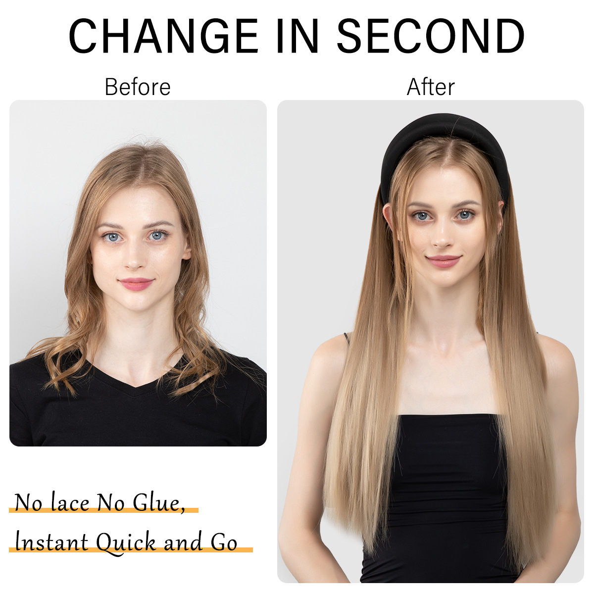 SARLA wig, long hair band wig for women, European and American export long straight hair band wig, one-piece head cover Application Scenario