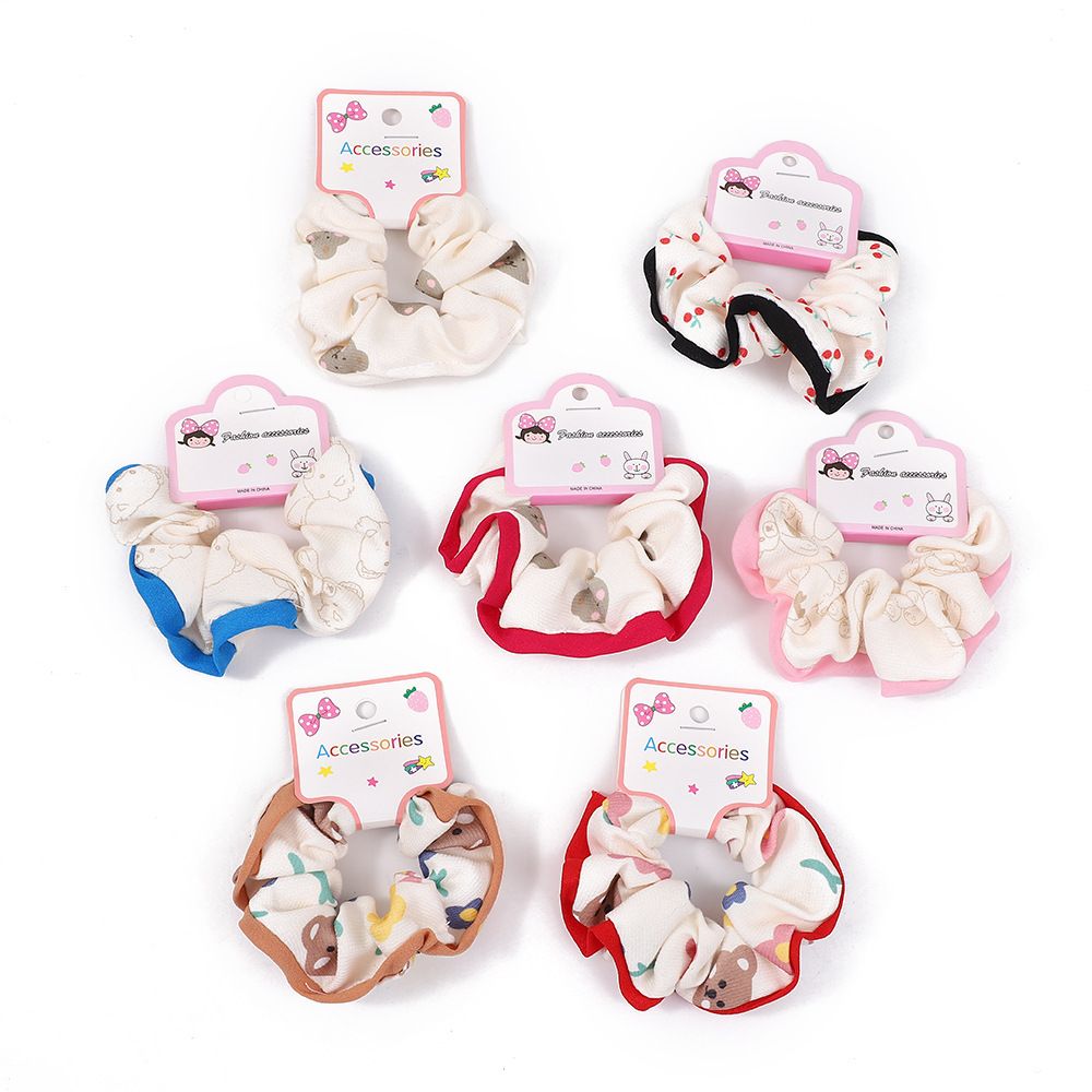 田园风草莓方形发圈小清新大肠发圈粉色系少女头饰头绳发饰现货白底实物图