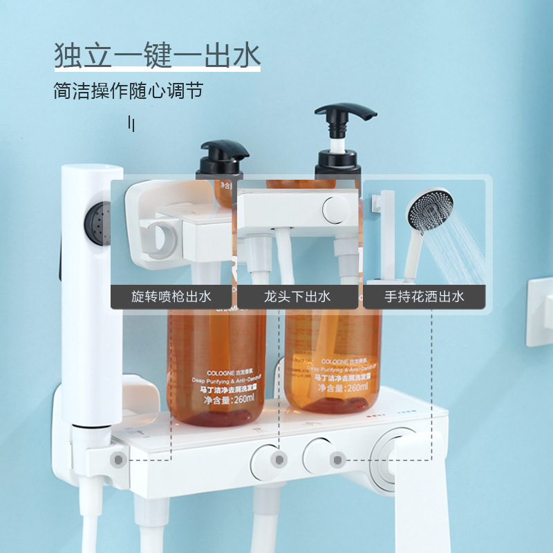 Cream-style white simple showerhead set for home bathroom, all-copper shower, constant temperature, no top spray, split pressurized showerhead details Picture