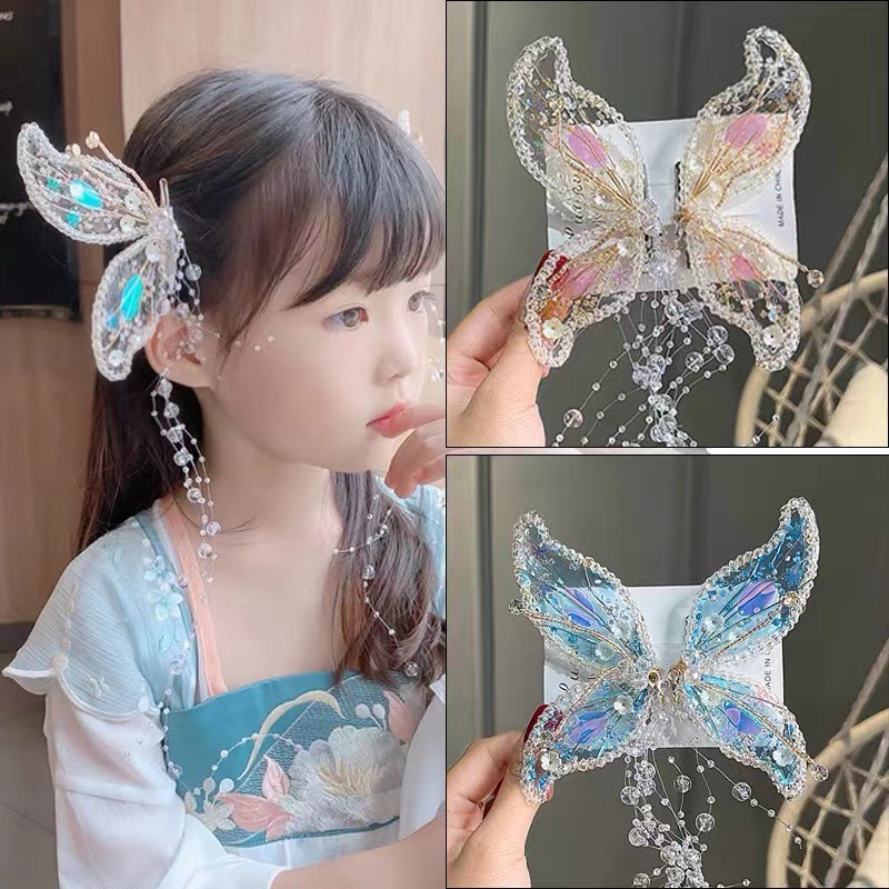 Hani Makeup Princess Headdress Fairy Crystal Butterfly Hairpin Adult Children Mermaid Ears Photo Studio details Picture