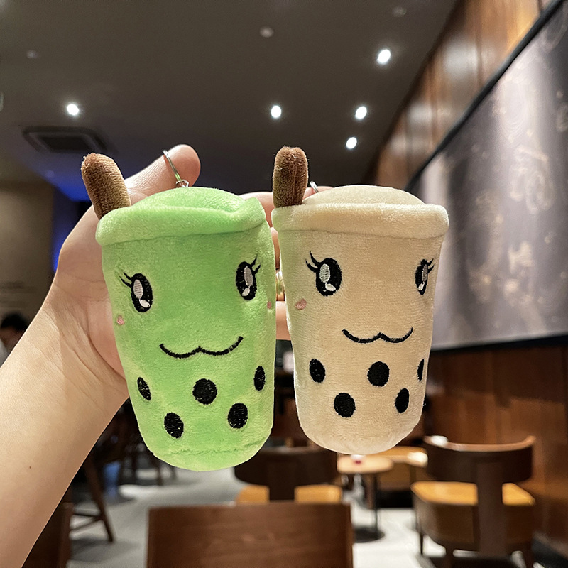 Milk tea pendant, plush and cute backpack, mobile phone keychain pendant, cute water cup decoration doll details Picture
