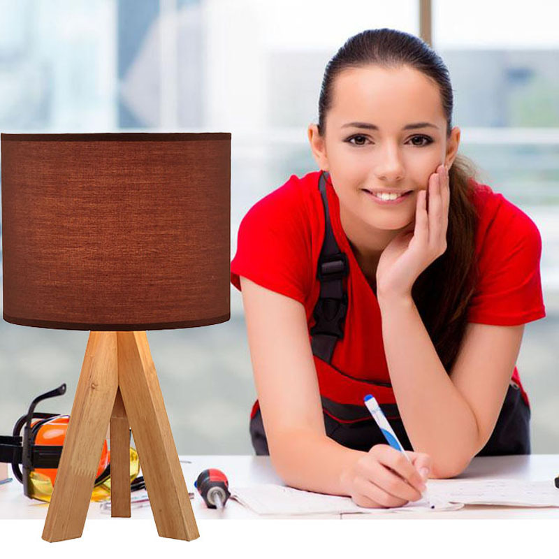 Nordic table lamp, bedroom bedside table light, led night light, Japanese solid wood, simple and creative, modern internet-famous breastfeeding lamp details Picture