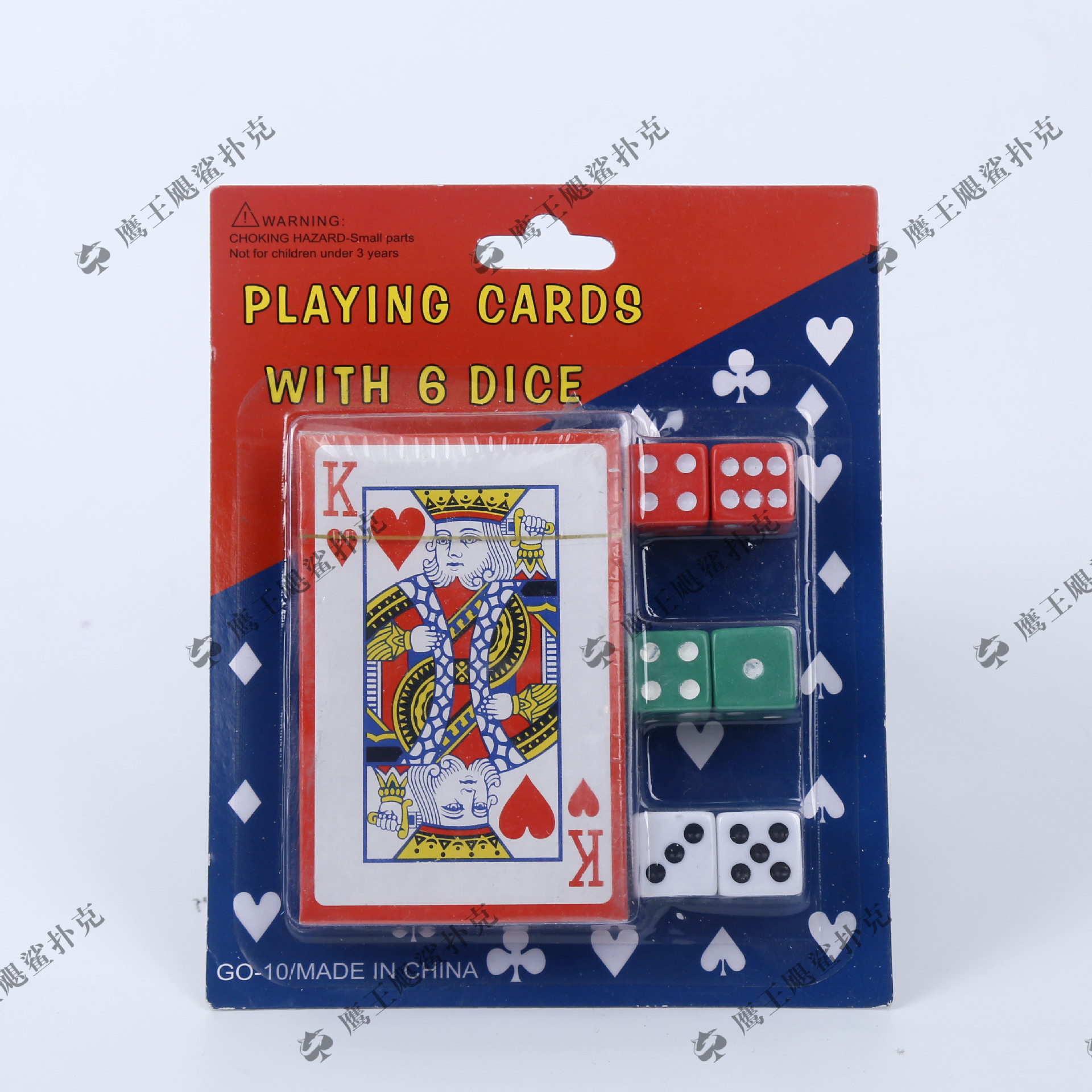 外贸出口骰子扑克牌套装 厂家直供彩色吸卡纸卡单付K牌加投子吸卡
