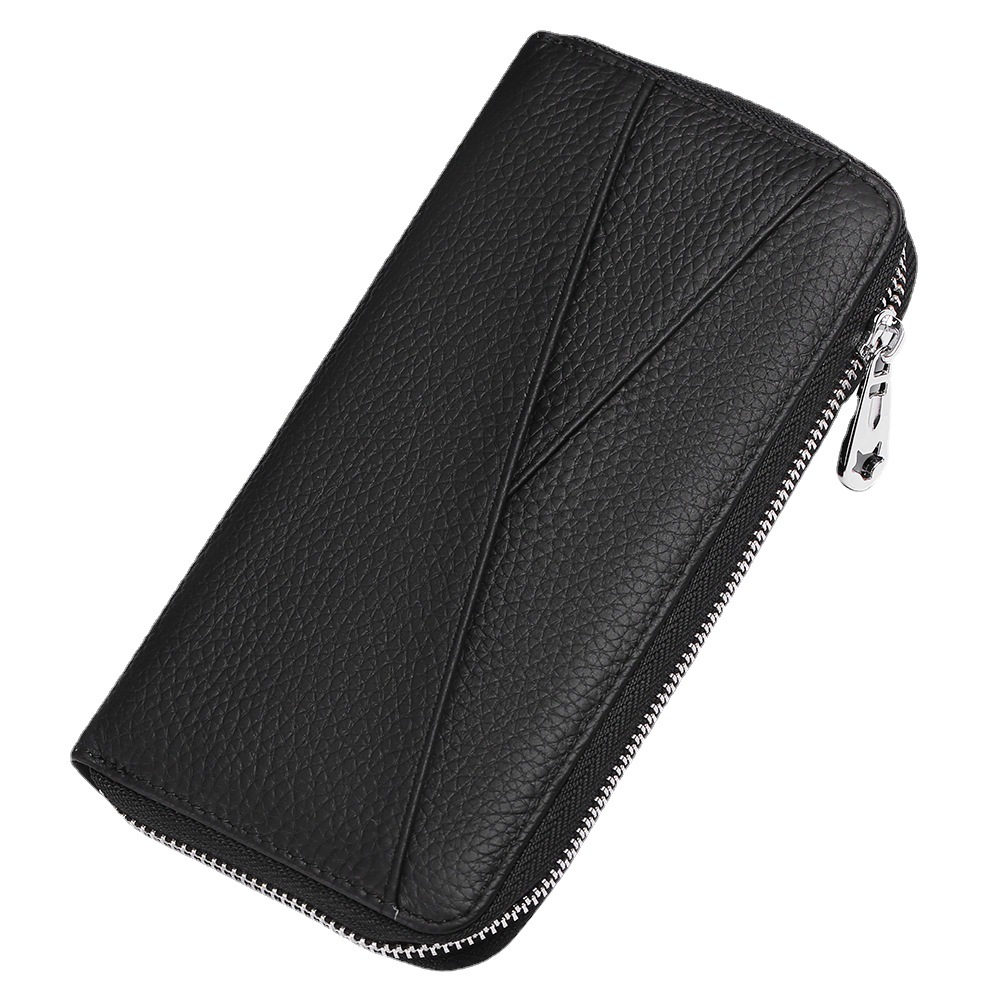 Japanese Leather Long Purse Women's Large Capacity Rfid First Layer Cowhide Organ Card Bag Fashion Handheld Bag Mobile Phone Bag Item Picture