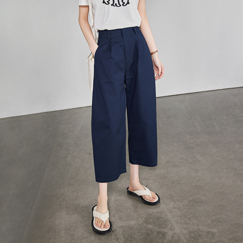 Sofisel's 2023 summer new sickle pants, casual loose wide-leg pants, high-waisted white nine-inch pants for women details Picture