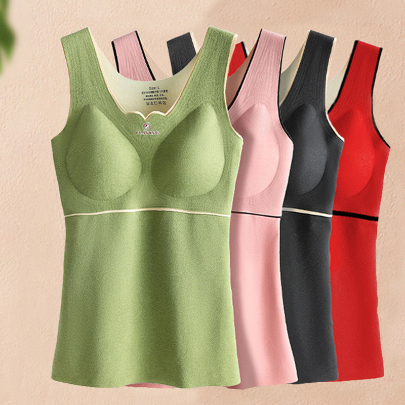 Oxophilic 2.0 Velvet Seamless Thermal Vest For Women With Velvet Thickened Warm Underwear Vest New Style With Chest Pad full figure