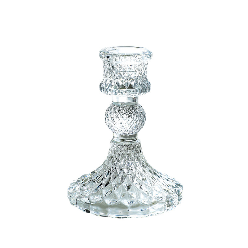 French Nordic-style retro crystal candlestick, glass romantic candlelight dinner, wedding shooting props in INS style Item Picture