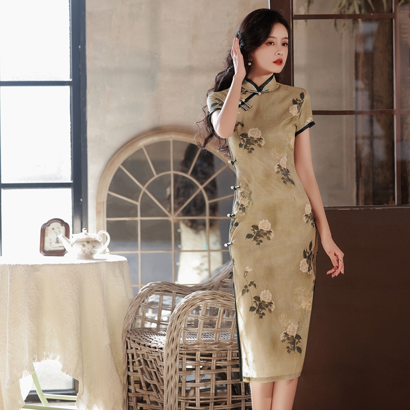 旗袍/上海东方明珠/短袖旗袍/高考布置/女士礼服细节图